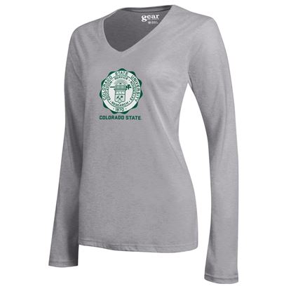 Picture of Grey Colorado State Seal Long Sleeve V-Neck Gear Shirt