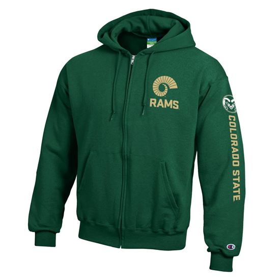 Green Full Zip Ram Horn Colorado State Champion Hoodie