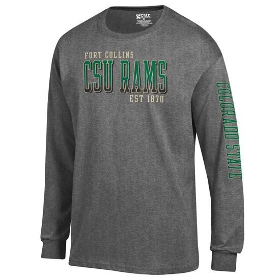 Grey Fort Collins Colorado State Rams Gear Tee