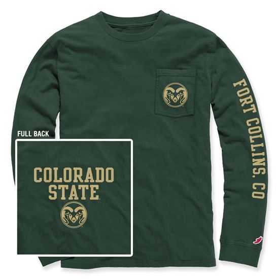 Green Long Sleeve Colorado State University League Tee