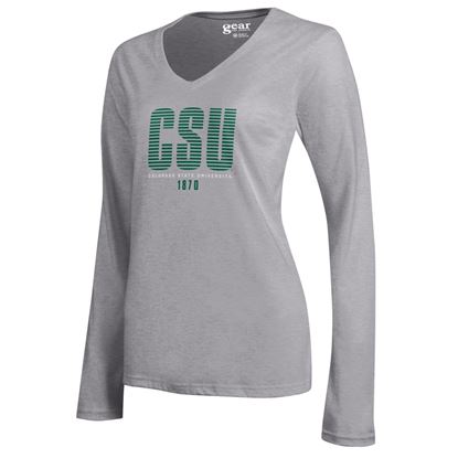 Grey Colorado State Long Sleeve Gear Mia V-Neck