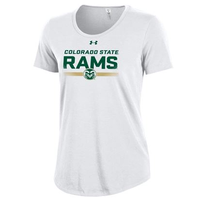 Women's White Colorado State Under Armour Stripe Out Tee