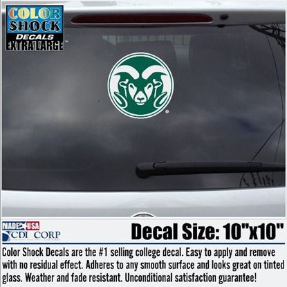 Large Green/White Ram Head Colorado State University Decal